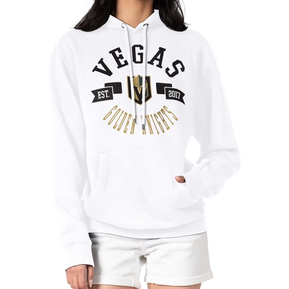 Women's G-III 4Her by Carl Banks White Vegas Golden Knights City Graphic Fleece Pullover Hoodie