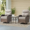 thumbnail image 2 of Giantfurnni 3-Piece Patio Wicker Swivel Rocking Chairs with Side Table Outdoor Rattan Conversation Furniture Patio Bistro Set with 6" Thick Cushions for Porch Garden Deck, Beige, 2 of 11