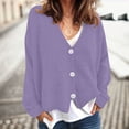 thumbnail image 2 of Arlun Women's Solid Color Knit Sweaters Cardigan 2025 Fall Winter Button down Open Front Casual Loose Sweater Soft Comfortable V-Neck Long Sleeve Outwear Purple S, 2 of 7