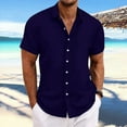 thumbnail image 2 of Linfrsh Hawaiian Shirt Men'S Short Sleeve Buttondown Shirt Navy,S, 2 of 7