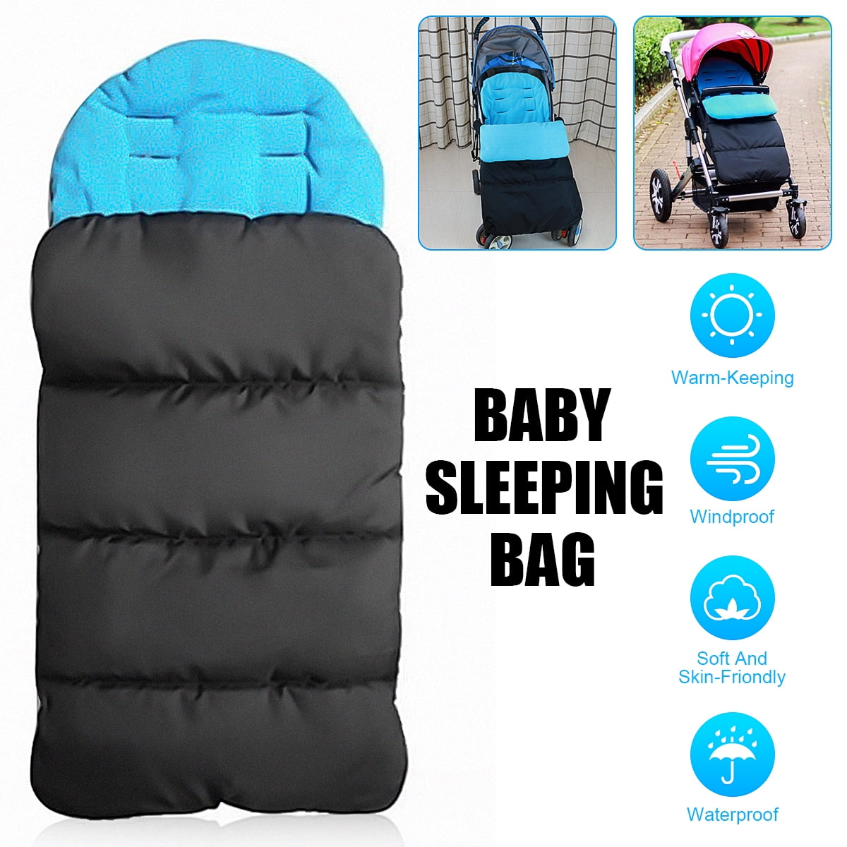 Baby Stroller Warm Sleeping Bag Universal Footmuff Windproof Stroller Cushions 