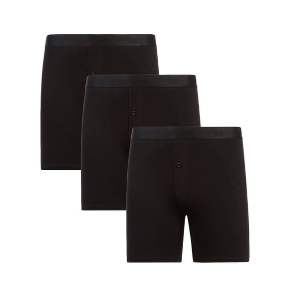 MeMoi 3 Pair Men's Cool Cotton Stretch Classic-Fit Tag-Free Boxer Shorts - Mens - Male, XL, Black