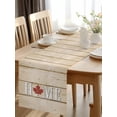 thumbnail image 2 of Burlap Table Runner 70 Inches Long, Canadian Day Home Words Non-Slip Kitchen Table Runners for Dining Room Everyday Use Party Table Decorations Retro Maple Leafs on Wood, 2 of 9