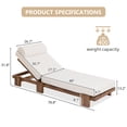 thumbnail image 6 of 78.8'' Outdoor Patio Chaise Lounge Chair, Acacia Wood Adjustable Recliner with Headrest and Retractable Side Tray, 3-Position Backrest, 400 lbs Capacity for Poolside Garden Beach, 6 of 7