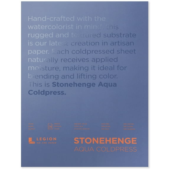 Legion Paper Stonehenge Aqua Watercolor Block, Cold-Press, 10in x 14in