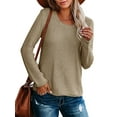 thumbnail image 2 of Long Sleeve Spring Autumn Women Lightweight Knit Sweater Female Round Neck Pullover, 2 of 5