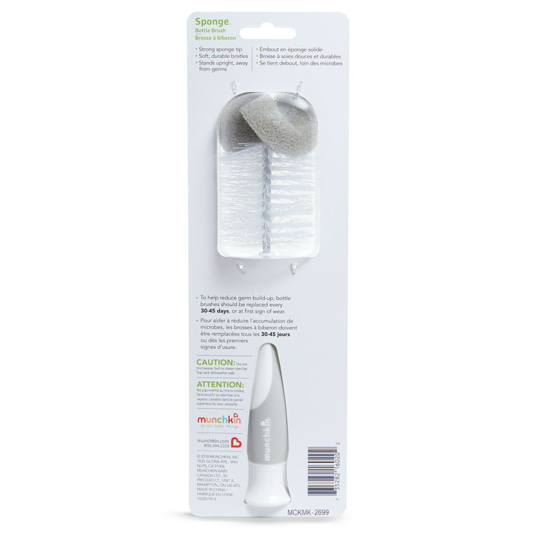 Munchkin® Tidy Dry™ Baby Bottle Drying Rack and 2pk Sponge™ Bottle Brush,  Grey