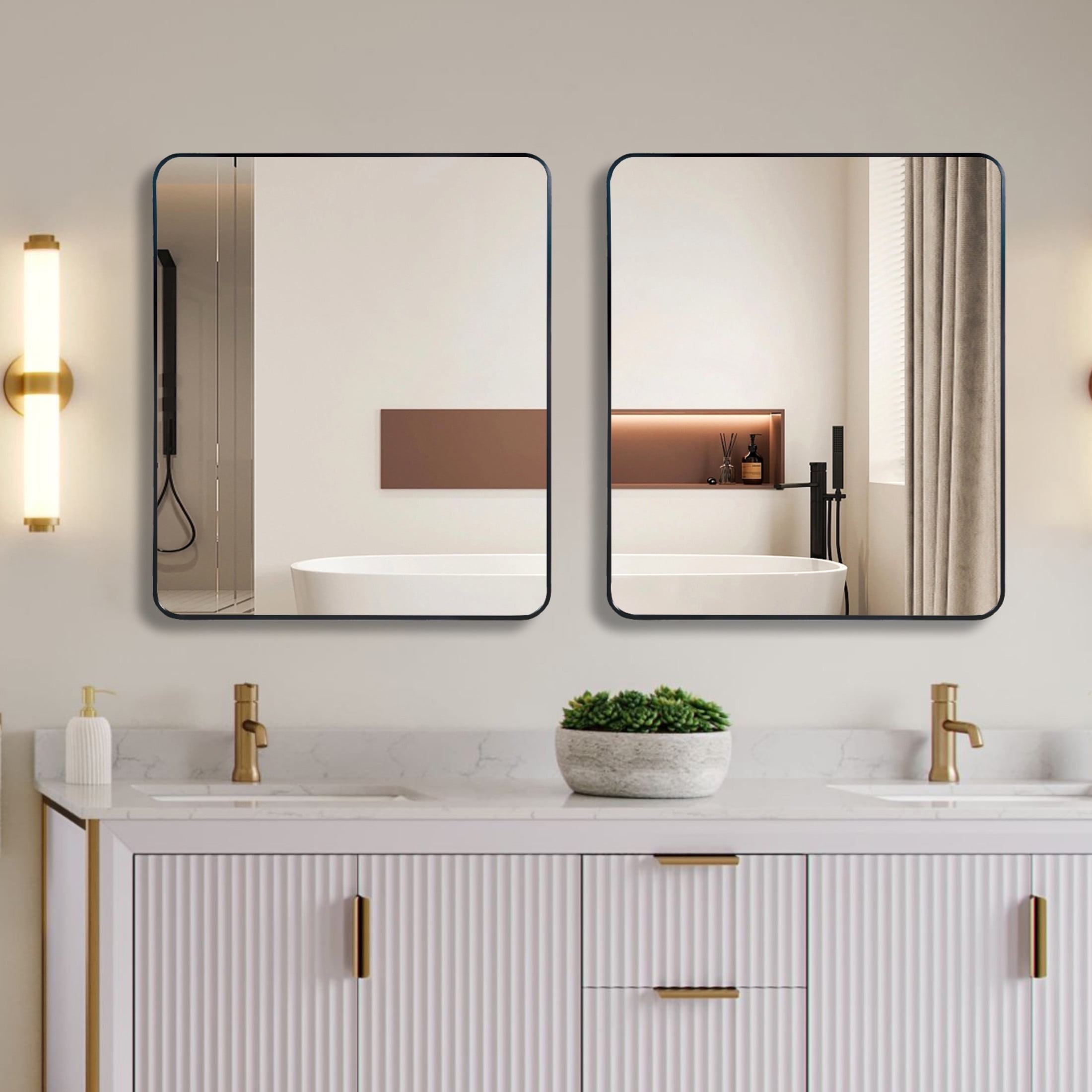 Noble House 30"x36" Rectangular Metal Wall Mirror, Vanity Mirror for Bathroom, Bedroom & Living Room, Black