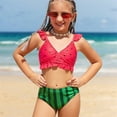 thumbnail image 2 of Xijirk Girls Swimsuit,Two Piece Bikini Swimsuit for Big Kids Teen Adjustable Top and High Waisted Bottoms Swimwear Beach Pool,Kids Swimsuits,Watermelon Red,10-11 Years, 2 of 6