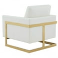 thumbnail image 5 of LeisureMod Lincoln Modern Mid-Century Upholstered Leather Accent Armchair with Gold Frame, White, 5 of 6