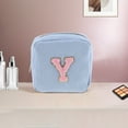 thumbnail image 5 of Unique Bargains 1 Pc Letter Y Pattern Makeup Bag for Travel Blue Corduroy, 5 of 6