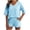 Light Blue, variant on Guluxicc 2 Piece Sets for Women Basic T Shirts and Shorts with Pockets Breathable Sweat Absorbing Solid Color Summer Casual Loungewear