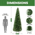 thumbnail image 6 of Vienna 9ft Prelit Slim Artificial Christmas Tree with 1455 Branch Tips, 500 Warm Lights and Metal Stand, 37" wide Realistic Skinny Pencil Christmas Tree with Lights by Naomi Home, 6 of 13