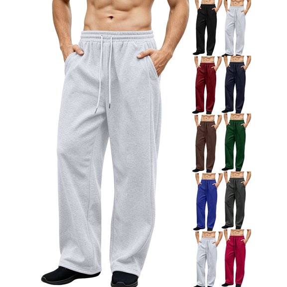 Men's Sweatpants – Wide Straight Leg, with Drawstring, Casual & Athletic Joggers for Gym, Lounge, Streetwear