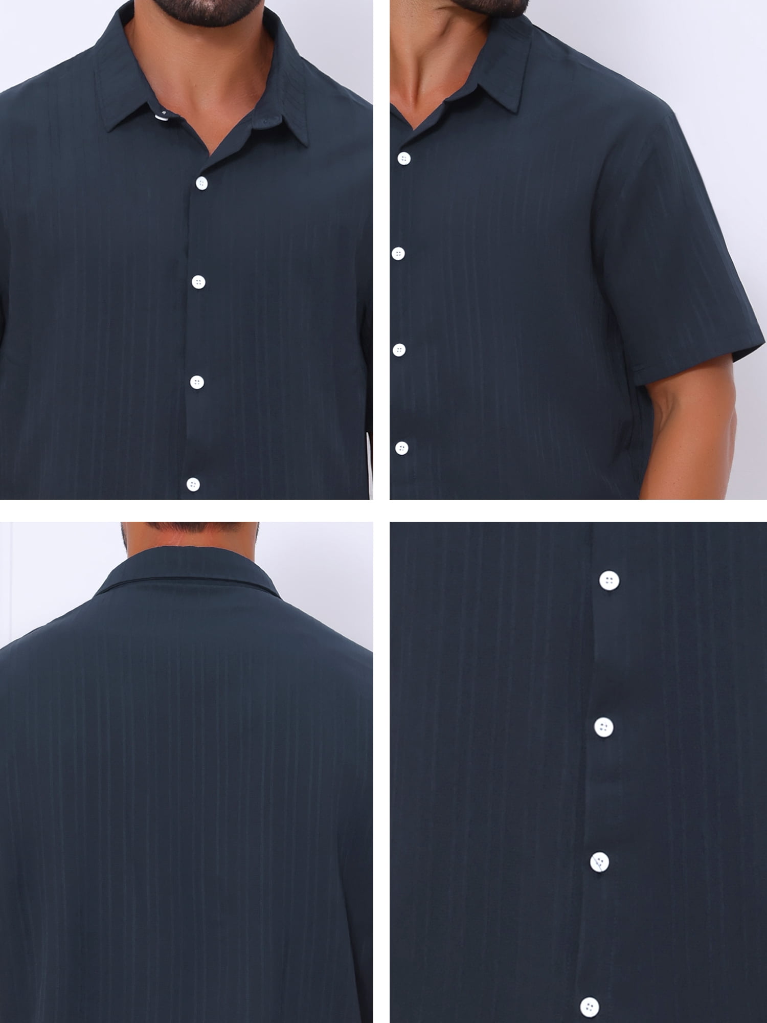 DARING DIVA Men's Short Sleeve Button Down Beach Summer Casual Shirt for Men S Navy Blue