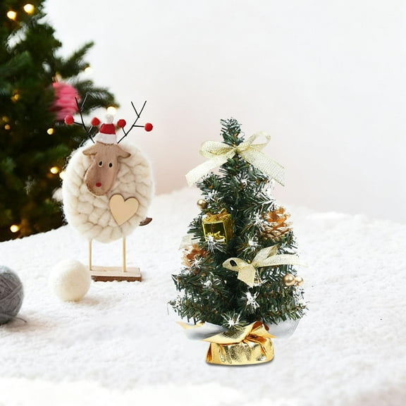 Uuiauoio Tabletop Mini Christmas Tree, Miniature Pine Christmas Tree with Hanging Ornaments,Artificial Xmas Tree, Christmas Decorations