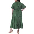 thumbnail image 2 of Agnes Orinda Women's Plus Size Summer Dresses Polka Dot V Neck Short Sleeve Wrap Tiered Casual A Line Maxi Dress 3X Olive Green, 2 of 5