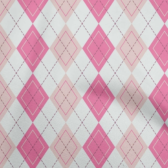 oneOone Georgette Viscose Pink Fabric Argyle Fabric For Sewing Printed Craft Fabric By The Yard 42 Inch Wide