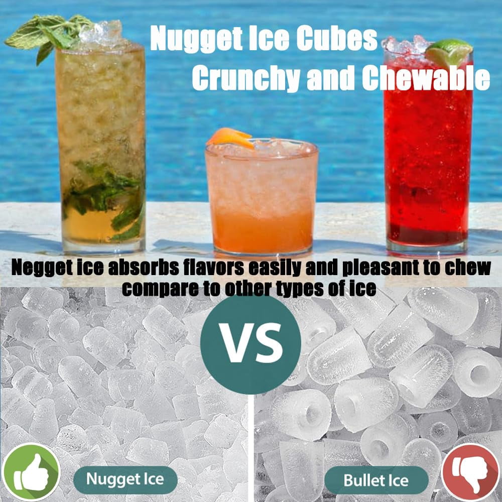 Portable Countertop Ice Maker, Fast Ice in 6 Minutes, 44 lbs/24 Hours, 3.3 lb Basket, 2.8L Tank, Auto-Clean, Timer, Quiet Operation, Full/Low Alerts