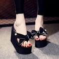 thumbnail image 2 of VerPetridure Womens Sandals Casual Summer Women Ladies Girls Pearl Bowknot Wedges Flip Flops Sandals Slippers Beach Shoes, 2 of 9