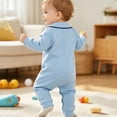 thumbnail image 6 of CAUYDY 3 6 9 12 18 24 Months Baby Boy Going Home Outfit Newborn Clothes Preemie Long Sleeved Sleepers Infant Boys Pajamas Fall Winter Romper Sky Blue for Sizes 6-12 Months, 6 of 9