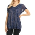 thumbnail image 4 of Sakkas Hope Embroidery And Seqiun Accents Summer Blouse - Navy - One Size Plus, 4 of 6