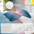 thumbnail image 2 of 3 Piece Pink Blue Ombre Duvet Cover Set Queen Size,Microfiber Comforter/Quilt Cover with Corner Ties and 2 Pillowcases,Modern Geometric Striped Abstract Art All Season Bedding with Zipper Closure, 2 of 8