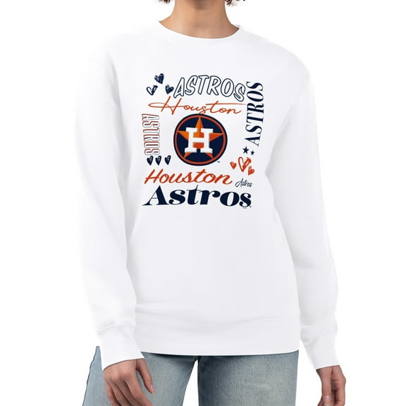 Women's G-III 4Her by Carl Banks White Houston Astros Collage Team Graphic Fleece Pullover Hoodie