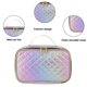 thumbnail image 3 of Bolso cosmético de cuero de la tela escocesa del diamante del laser, bolso cosmético portátil, material de la PU, 3 of 5