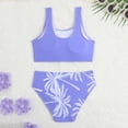 thumbnail image 4 of Girl Swimsuit Bikini Set Tropical Print Bathing Suit Two Piece Girls'swimwear Purple 7 Years-8 Years, 4 of 7