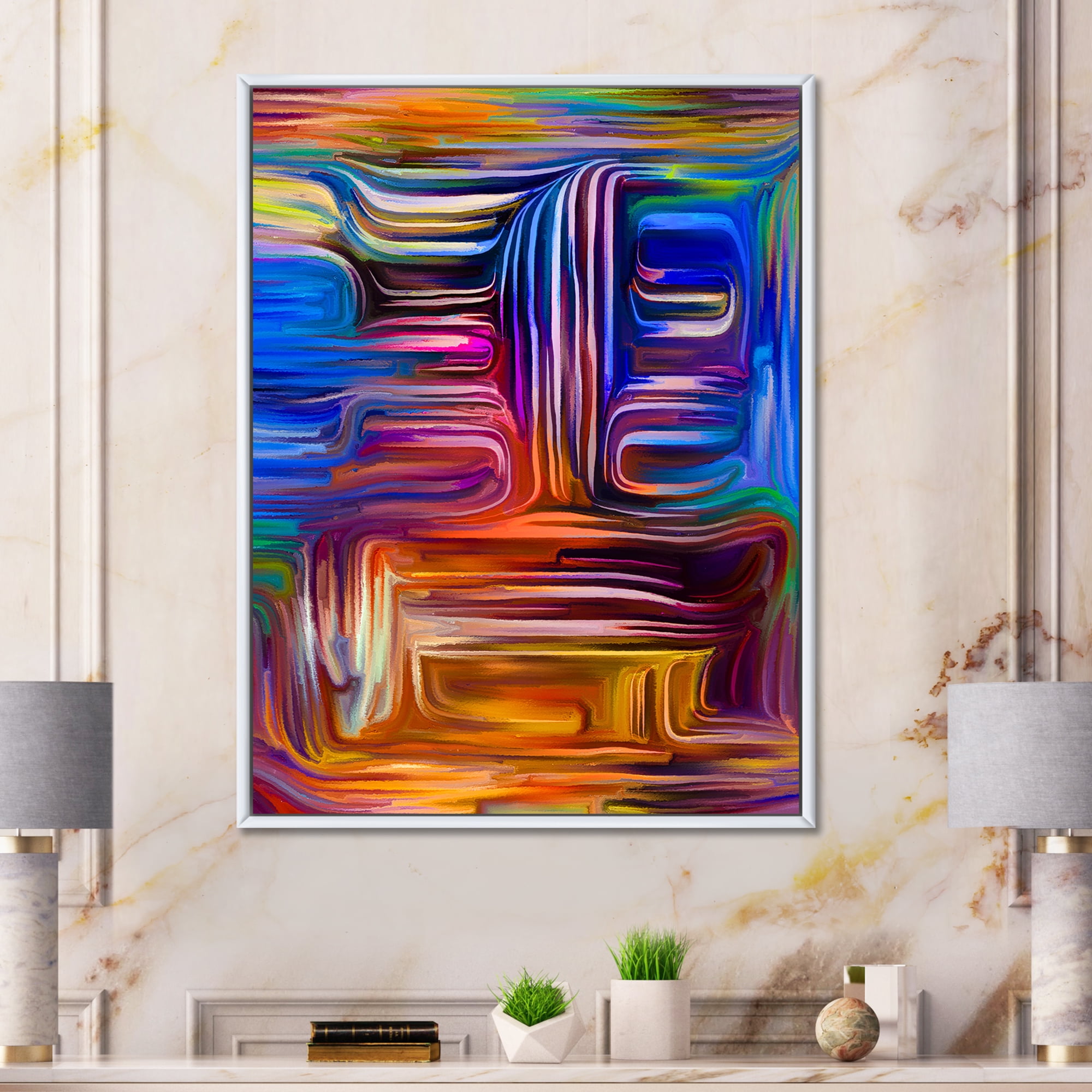 Designart 'Colour Spiral Fusion V' Modern Framed Canvas Wall Art Print