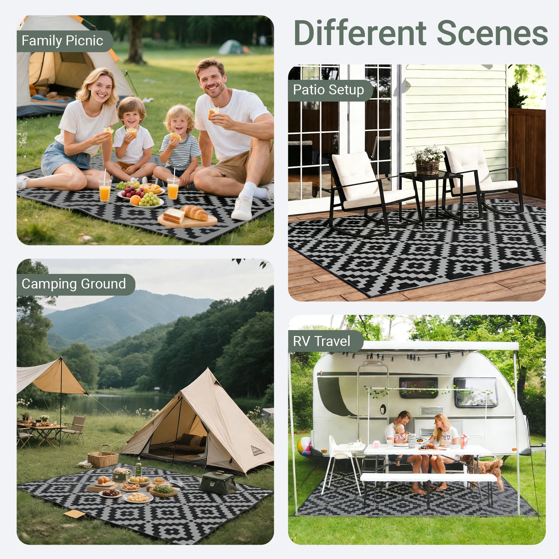 Favoyard Outdoor Rug 8x10 ft Waterproof Reversible Patio Plastic Straw Rugs Outside Large RV Camping Area Carpet Mat for Porch Balcony Pool Backyard