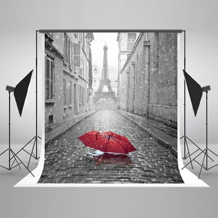 HelloDecor Polyster 5x7ft Rain Paris Eiffel Tower Red Umbrella Party Decorations Photo Backdrop Photography Studio (Best Photographer In Paris)