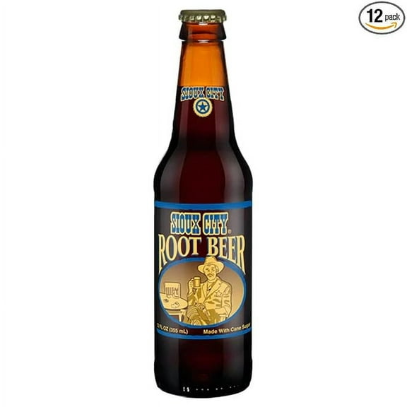 Glass Bottle Iconic Old-Time Brand Soda 12 oz 12 Pack Bundled by Louisiana Pantry (Sioux City Root Beer)