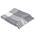 thumbnail image 2 of Ox Bay Gray/White Tartan Plaid Cotton Throw Blanket, 50" x 60", 2 of 9