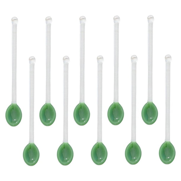 Advancent 10x Cucharillas de vidrio Apto para lavavajillas Cuchara agitadora para remover la barra de café Verde claro Mostrada Verde oscuro