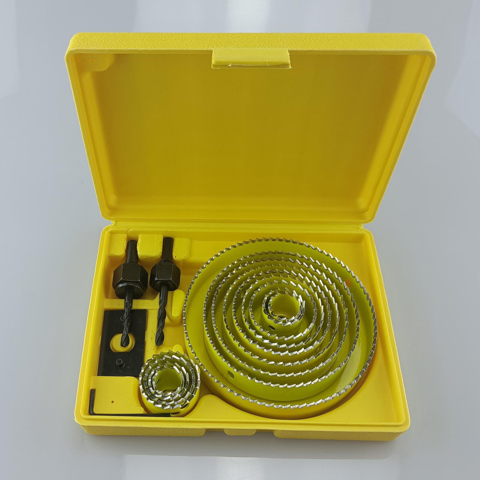 koolsoo 19-127mm Saw Set Heavy Duty, Portable, General Purpose, Mandrels, Drill Bit Saw Blade for Gypsum Board Drywall Thin Wood Yellow