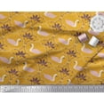 thumbnail image 3 of Soimoi Gold Georgette Viscose Fabric Swan & Moroccan Damask Printed Craft Fabric by the Yard 42 Inch Wide, 3 of 3
