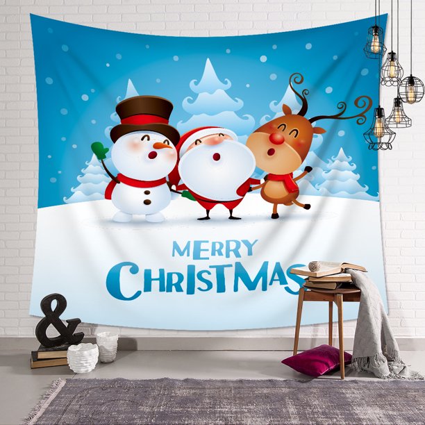 Tapiz de pared Dormitorio Sala de estar Accesorios Poliéster Tapiz de Navidad Árbol de Navidad Sombrero de Navidad Tapiz para sala de estar Dormitorio Decoración para el hogar Sailing Electrónica