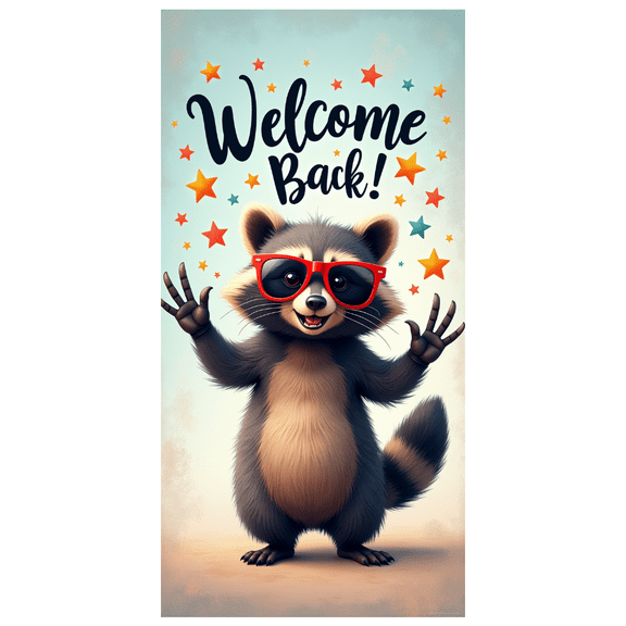 Raccoon Banner Party Decoration Polyester Material Welcome Back for School Decor Office Event Home Celebration