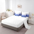 thumbnail image 5 of jejeloiu Geometric Striped Circular 7 Pieces Bedding Comforter Set,Gradient White Blue Full Bedding Set For Girls Boys Reversible, 5 of 8