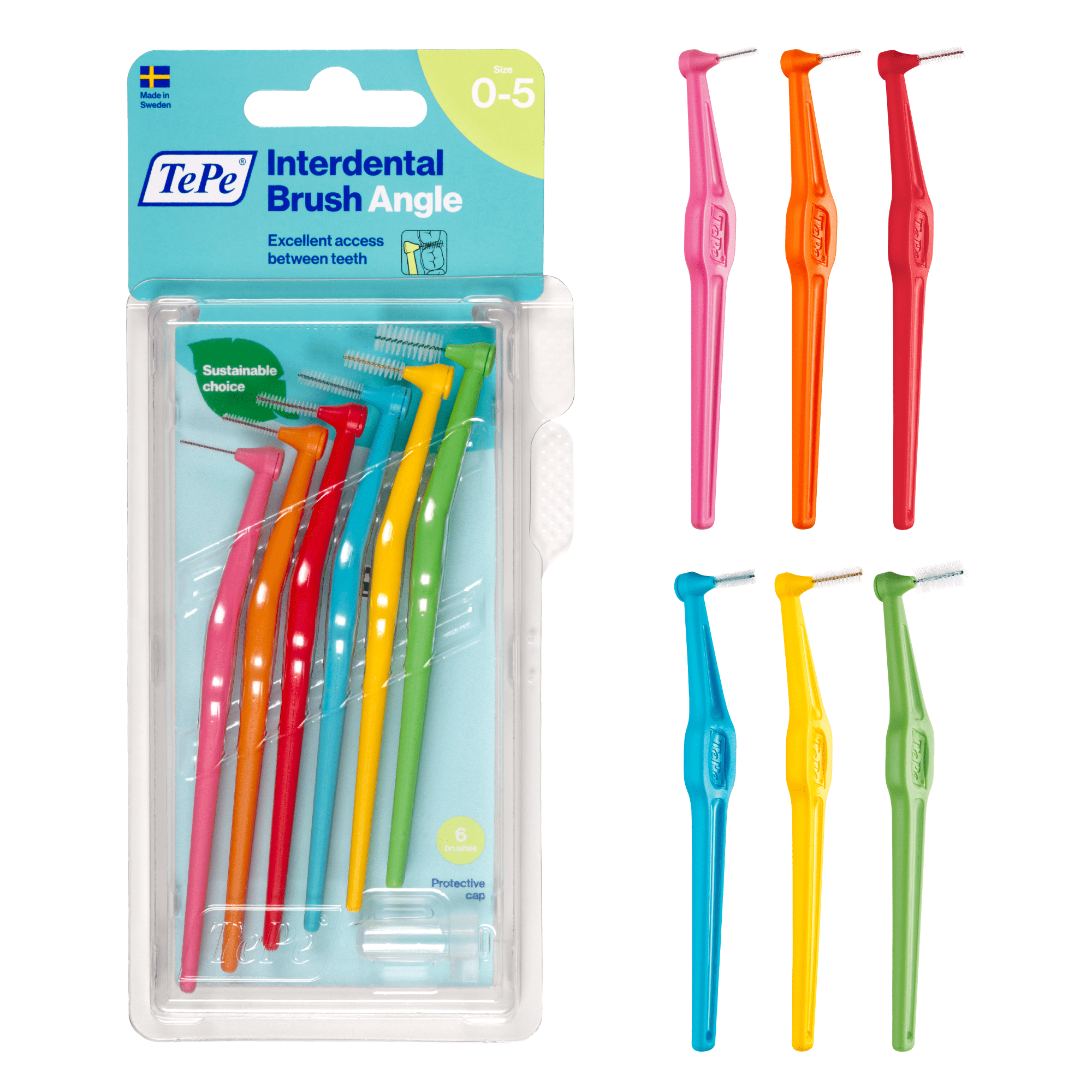 TEPE Interdental Brush Angle Cleaners Mixed Pack - Between Teeth 6 Pack ...