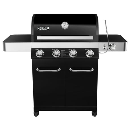 Monument Grills 13892 4 Burner Black Propane Gas Grill with Grill Thermometer