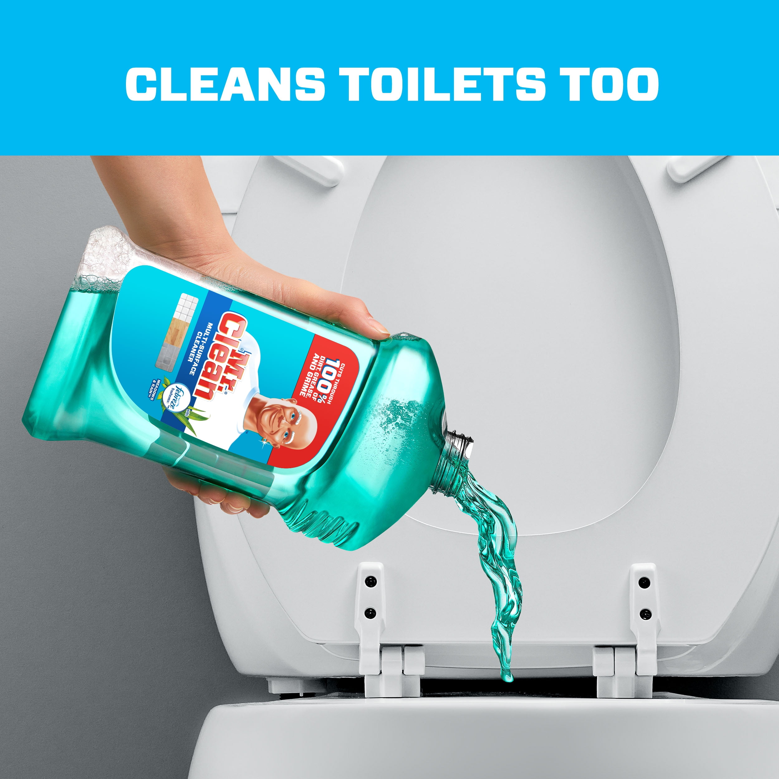 (4 pack) Mr. Clean Multi-Surface Cleaner with Febreze Freshness, Meadows & Rain, 128 fl oz