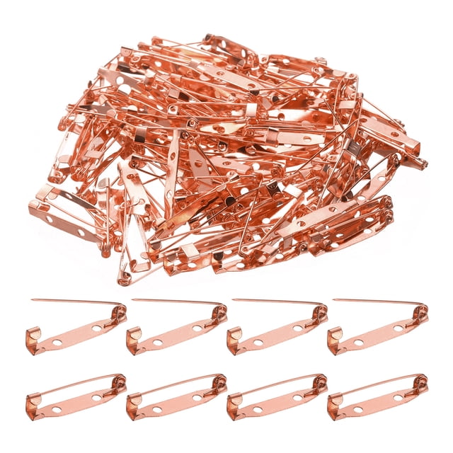Uxcell 120 Pcs Alfiler de Barra de Seguridad 30mm Oro Rosa Alfileres de Broche con Cierre de Bloqueo para Manualidades DIY Etiquetas con Nombre Insignias Fabricación de Joyas