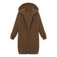 thumbnail image 4 of safuny Womens Zip Up Long Hoodies Oversized Fleece Solid Color Sweatshirts Coats Casual Long Sleeve Fall Winter Trendy Jackets with Pockets Coffee _b M, 4 of 4