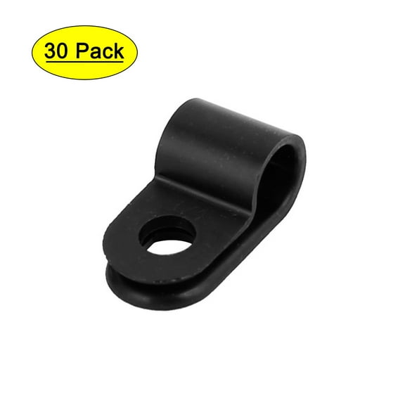 30Pcs Black Plastic R Type Cable Clip Clamp for 6mm Dia Wire Hose Tube