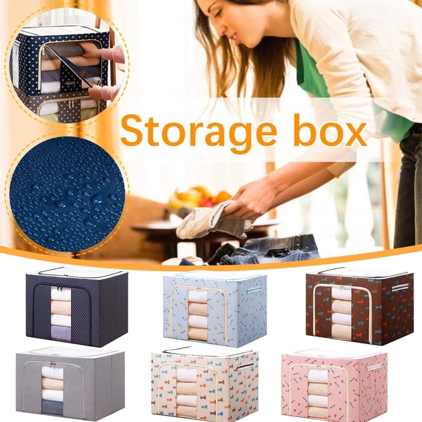 Bolsa grande de tela para guardar colchas 40x50x33cm - Caja organizadora gruesa de tela para edredones, mantas y ropa de cama, plegable con cremallera resistente y ventana transparente