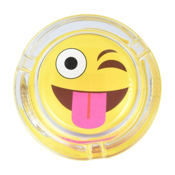 Thick Glass Emoji Ashtray - Decorative Cigar Ashtray – Ash Tray for Home Decor & Cigar Accessories