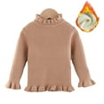thumbnail image 3 of Esaierr Toddler Baby Fleece Lined Sweater for Girls Ruffle Padded Jumper Pullover Innerwear Knitted Sweaters Autumn Winter Bottoming Shirt 1-5 Years, 3 of 8